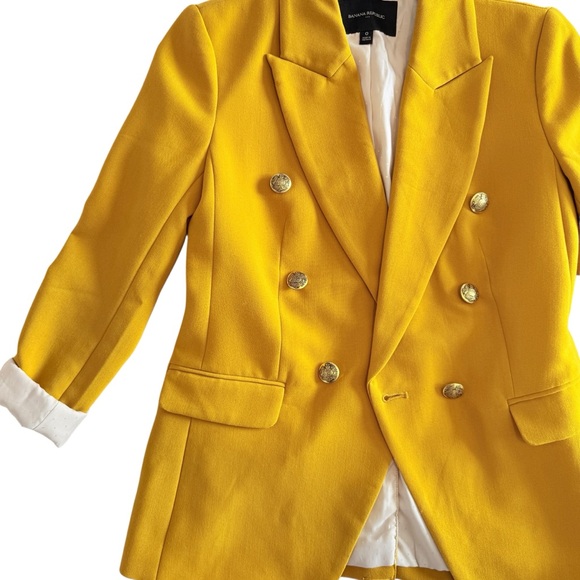 NWOT Banana Republic Women's Yellow Double-Breasted Blazer - Picture 8 of 15